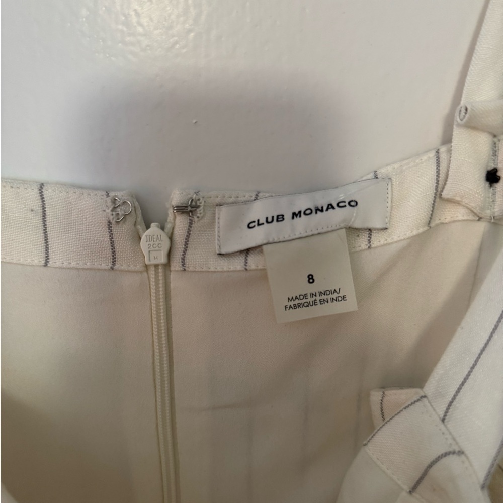 Club Monaco Cream and Blue Pinstripe Linen Sundress - Picture 5 of 11